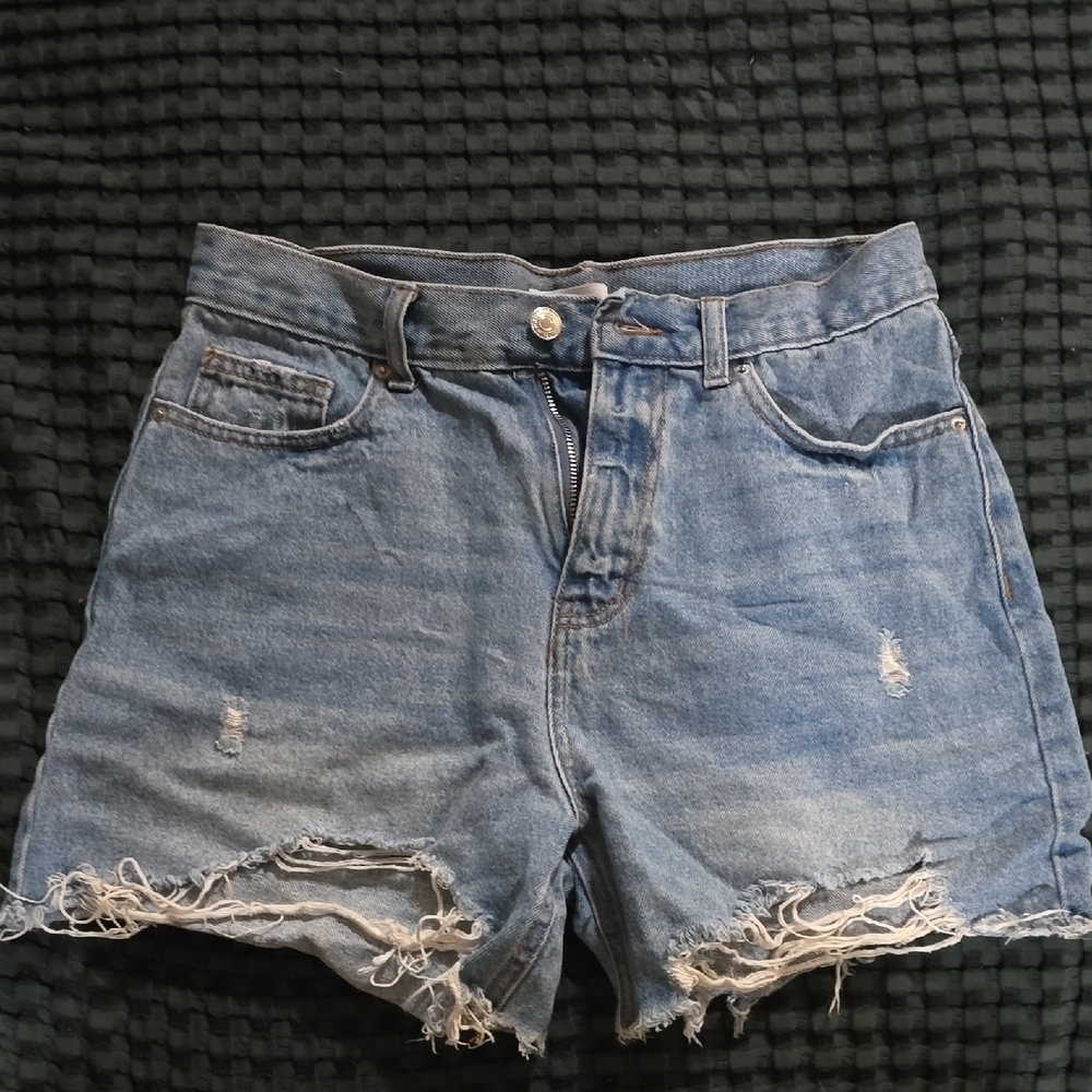 Forever 21 Light Blue Distressed Jean Shorts